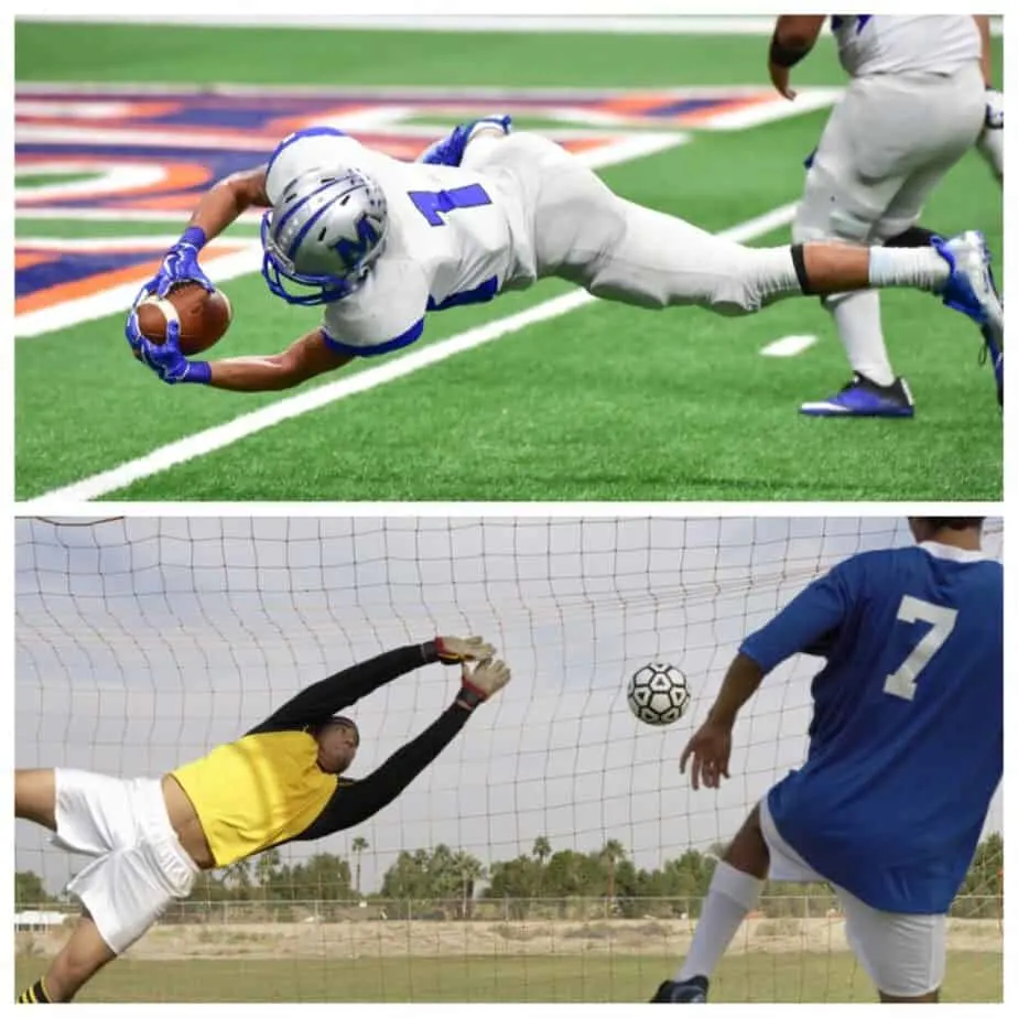 Football touchdown vs. Soccer Goal