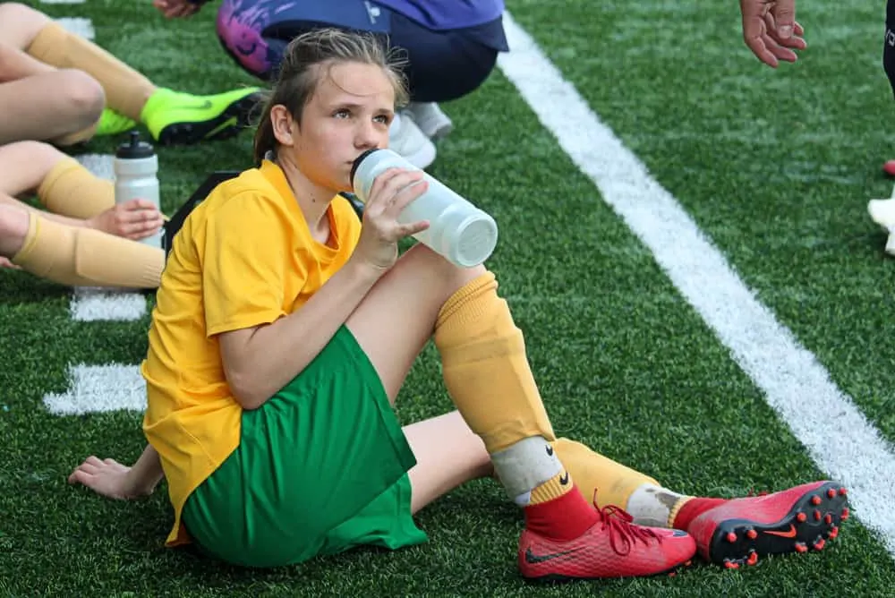 girl soccer player of MSK Zilina U15 team at the half time