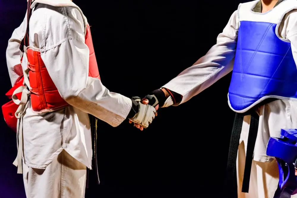Two Taekwondo are handshake